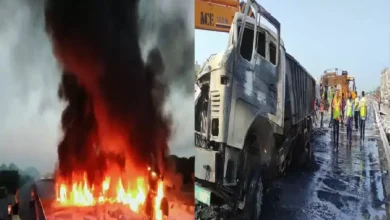 Photo of अजमेर में नेशनल हाईवे पर गैस टैंकर और ट्रक में जोरदार भिड़ंत से लगी भीषण आग, 4 लोगों की जिंदा जलने से मौत